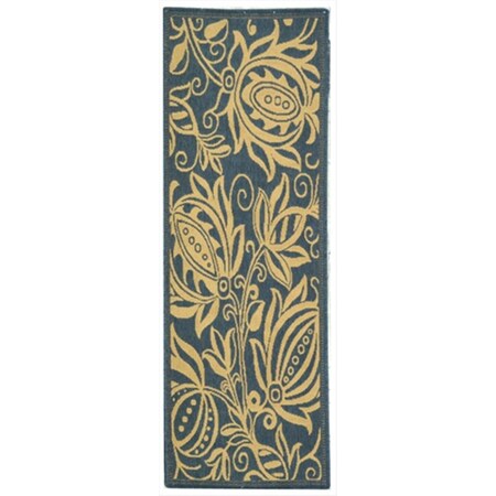Safavieh 2 Ft. -4 In. X 9 Ft. -11 In. Runner Indoor-Outdoor Courtyard- Blue And Natural- Machine Made Rug CY2961-3103-210